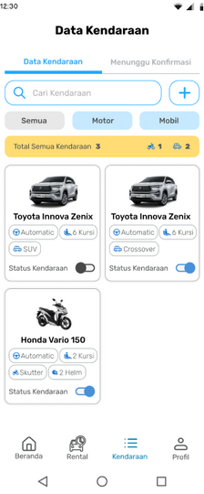 GoDriveNow Data Kendaraan